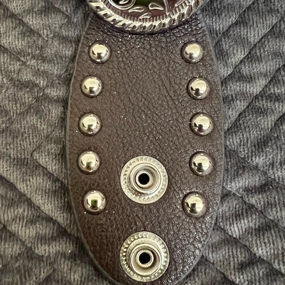 Silver Tone And Leather Bracelet. - Picture 6 of 8